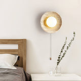 Minimalist Natural Travertine Stone Eclipse Wall Sconce Modern Circular Indoor Light Fixture