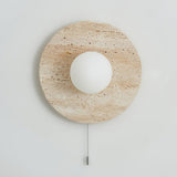 Minimalist Natural Travertine Stone Eclipse Wall Sconce Modern Circular Indoor Light Fixture