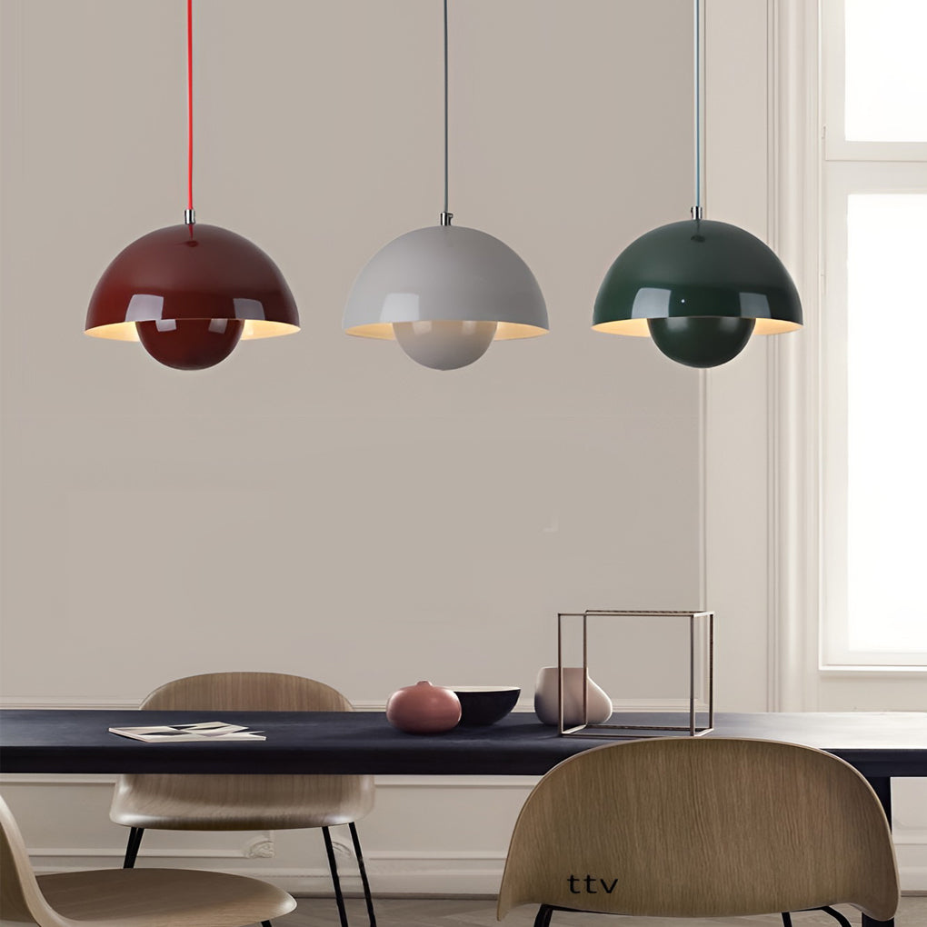 Minimalist Nordic Flowerpot Pendant Light Metal Mushroom Hanging Lamp for Dining Room and Bedroom