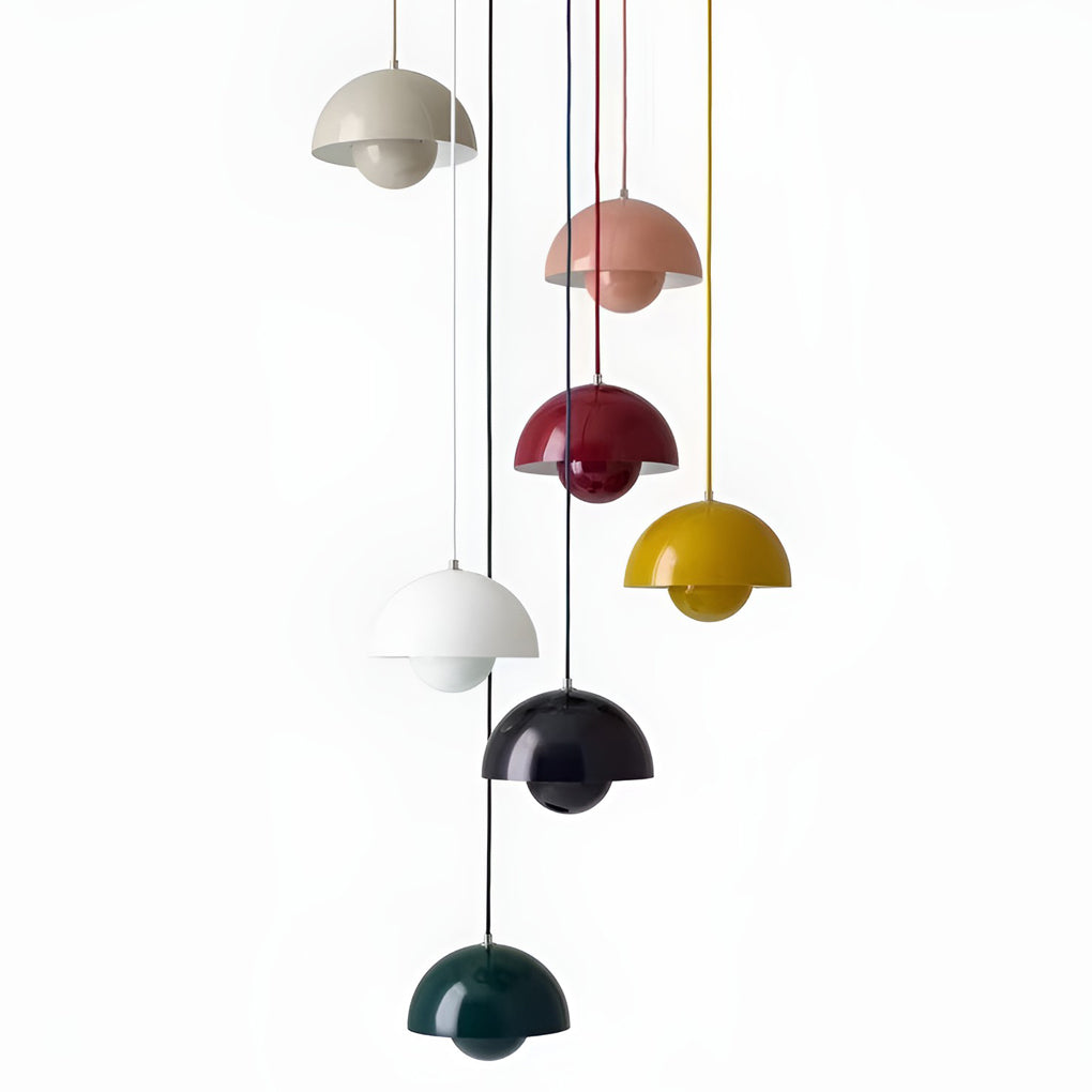 Minimalist Nordic Flowerpot Pendant Light Metal Mushroom Hanging Lamp for Dining Room and Bedroom