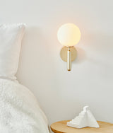 Minimalist Nordic Glass Wall Light Modern Brass Sconce for Bedroom and Living Room