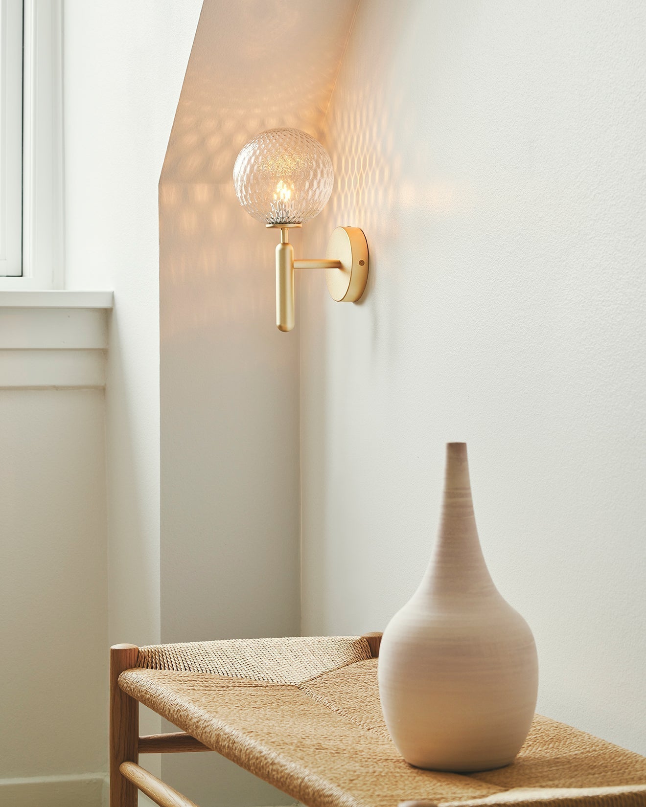 Minimalist Nordic Glass Wall Light Modern Brass Sconce for Bedroom and Living Room