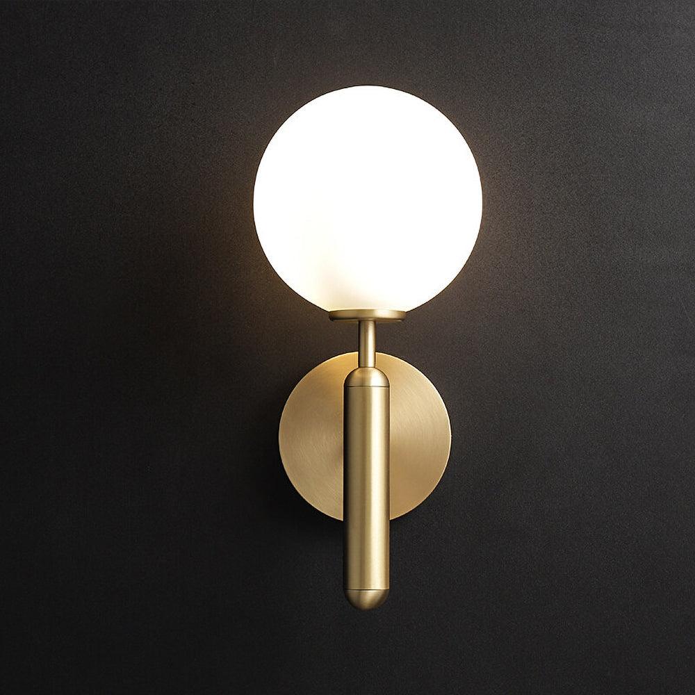 Minimalist Nordic Glass Wall Light Modern Brass Sconce for Bedroom and Living Room