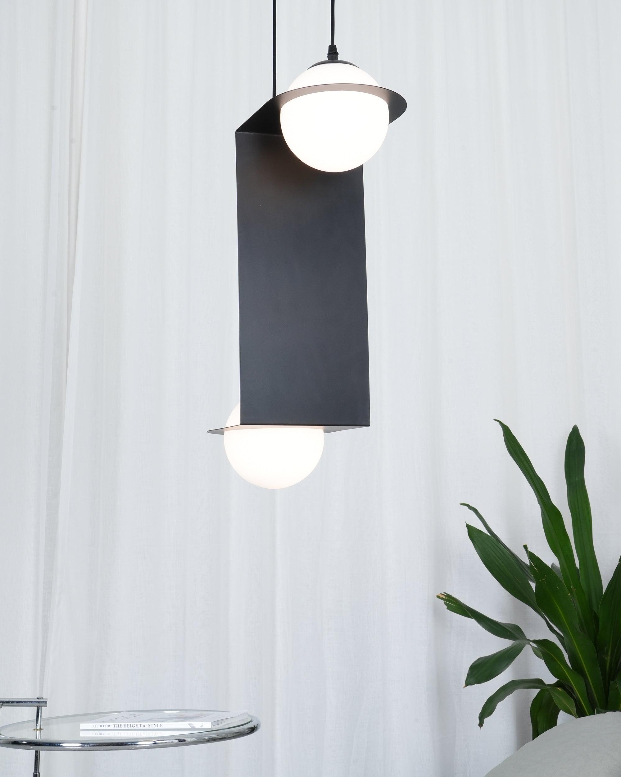 Minimalist Orbion Black Sphere Pendant Light Modern Geometric Glass Droplight