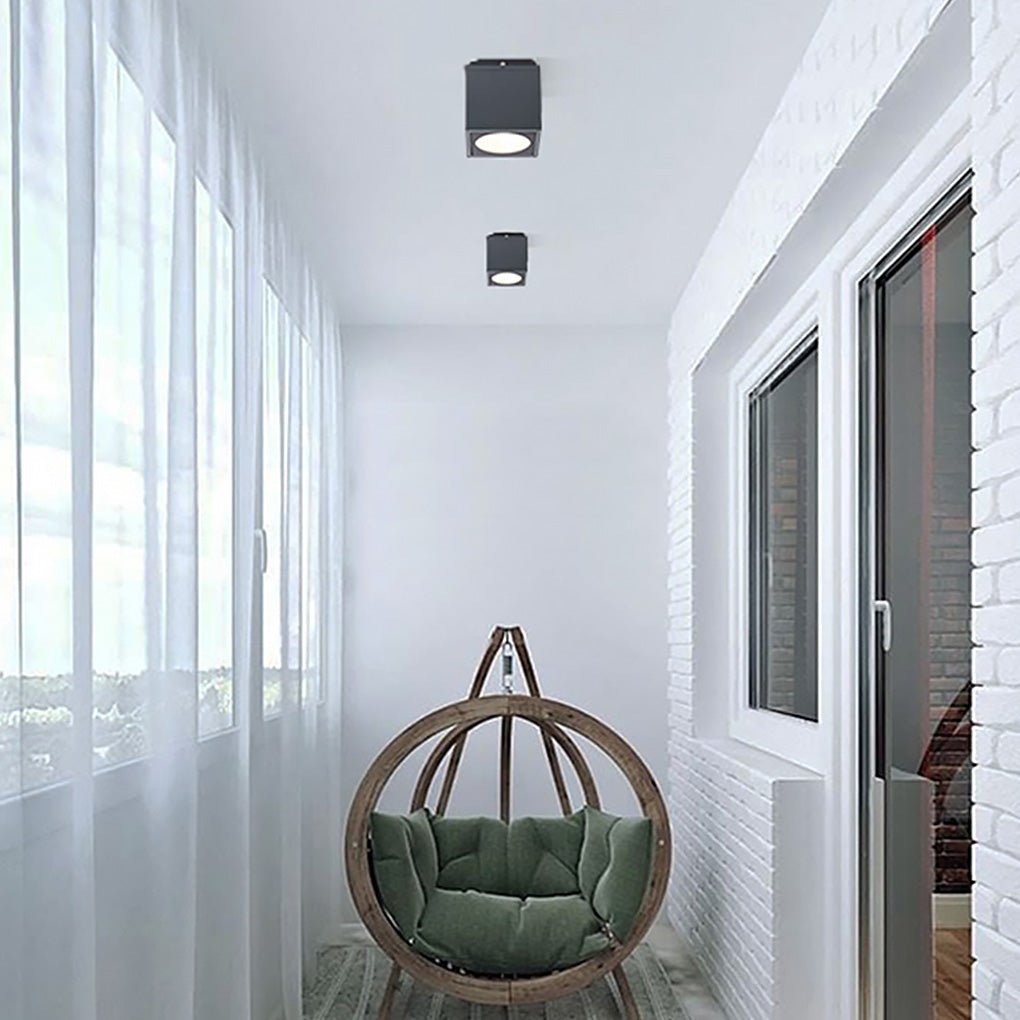 Square Outdoor LED Flush Mount Ceiling Light IP65 Waterproof Exterior Downlight for Villa Balcony