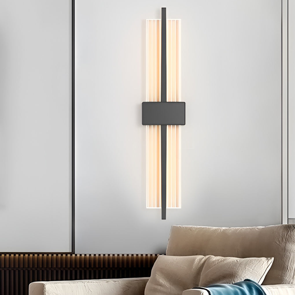 Minimalist Rectangular LED Wall Sconce Modern Acrylic Gold Black Postmodern Bedside Lamp for Living Room