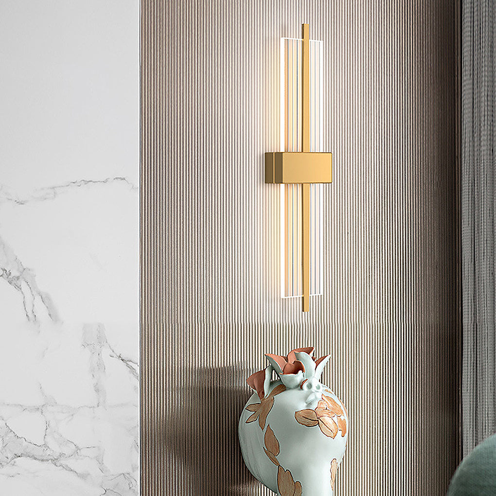 Minimalist Rectangular LED Wall Sconce Modern Acrylic Gold Black Postmodern Bedside Lamp for Living Room