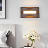 Minimalist Rectangular LED Wall Sconce Modern Nordic Bedside Lighting Fixture White or Brown Finish