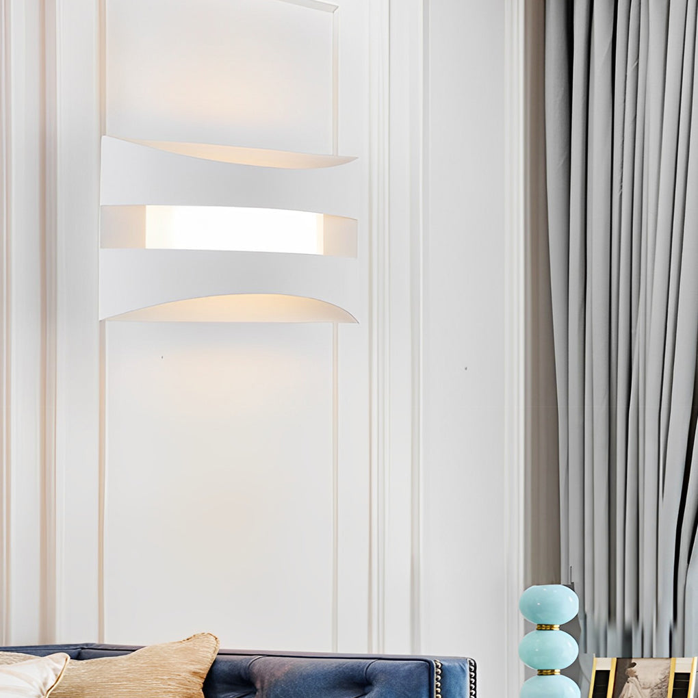 Minimalist Rectangular LED Wall Sconce Modern Nordic Bedside Lighting Fixture White or Brown Finish