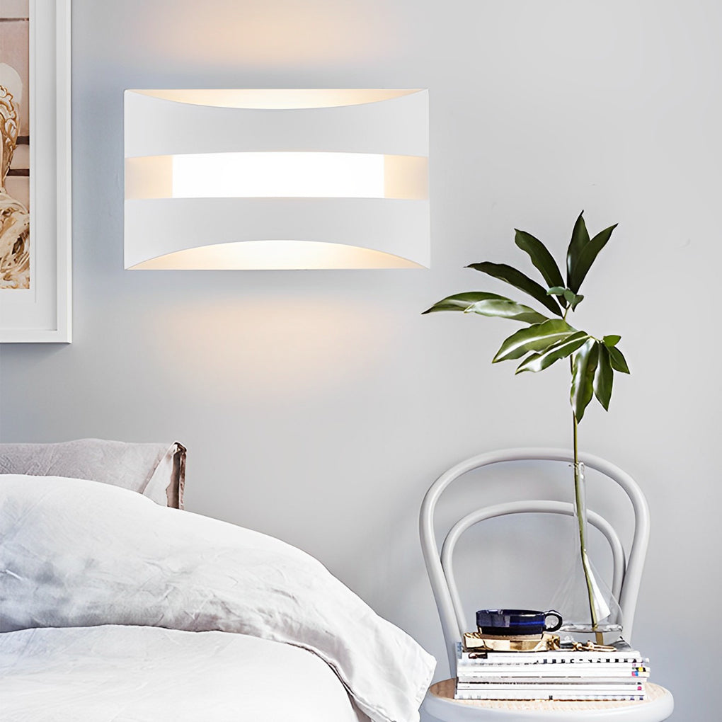 Minimalist Rectangular LED Wall Sconce Modern Nordic Bedside Lighting Fixture White or Brown Finish