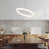 Minimalist Ring Nodes LED Hanging Lamp Adjustable Circular Pendant Fixture for Dining Areas