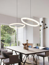 Minimalist Ring Nodes LED Hanging Lamp Adjustable Circular Pendant Fixture for Dining Areas