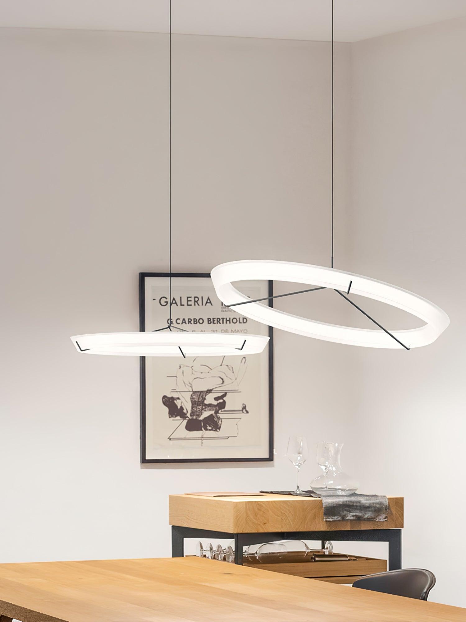 Minimalist Ring Nodes LED Hanging Lamp Adjustable Circular Pendant Fixture for Dining Areas