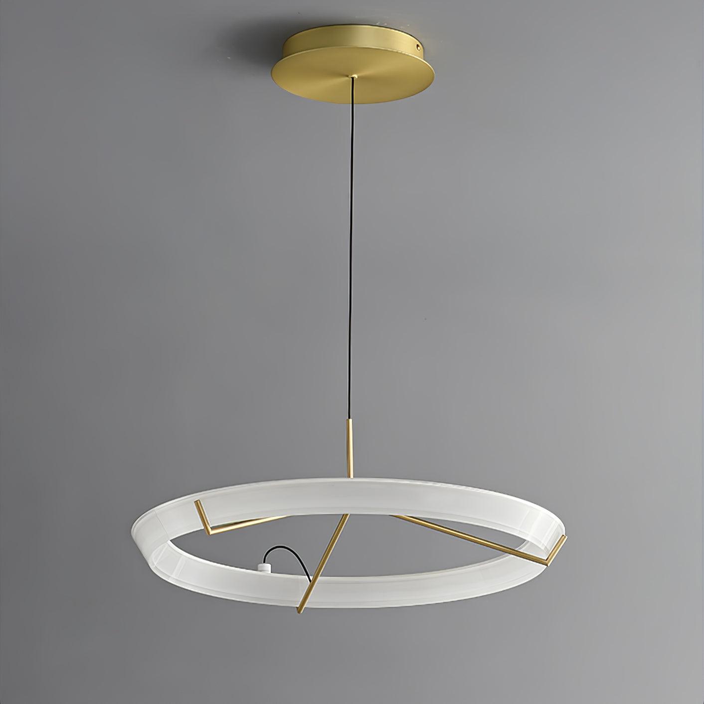 Minimalist Ring Nodes LED Hanging Lamp Adjustable Circular Pendant Fixture for Dining Areas