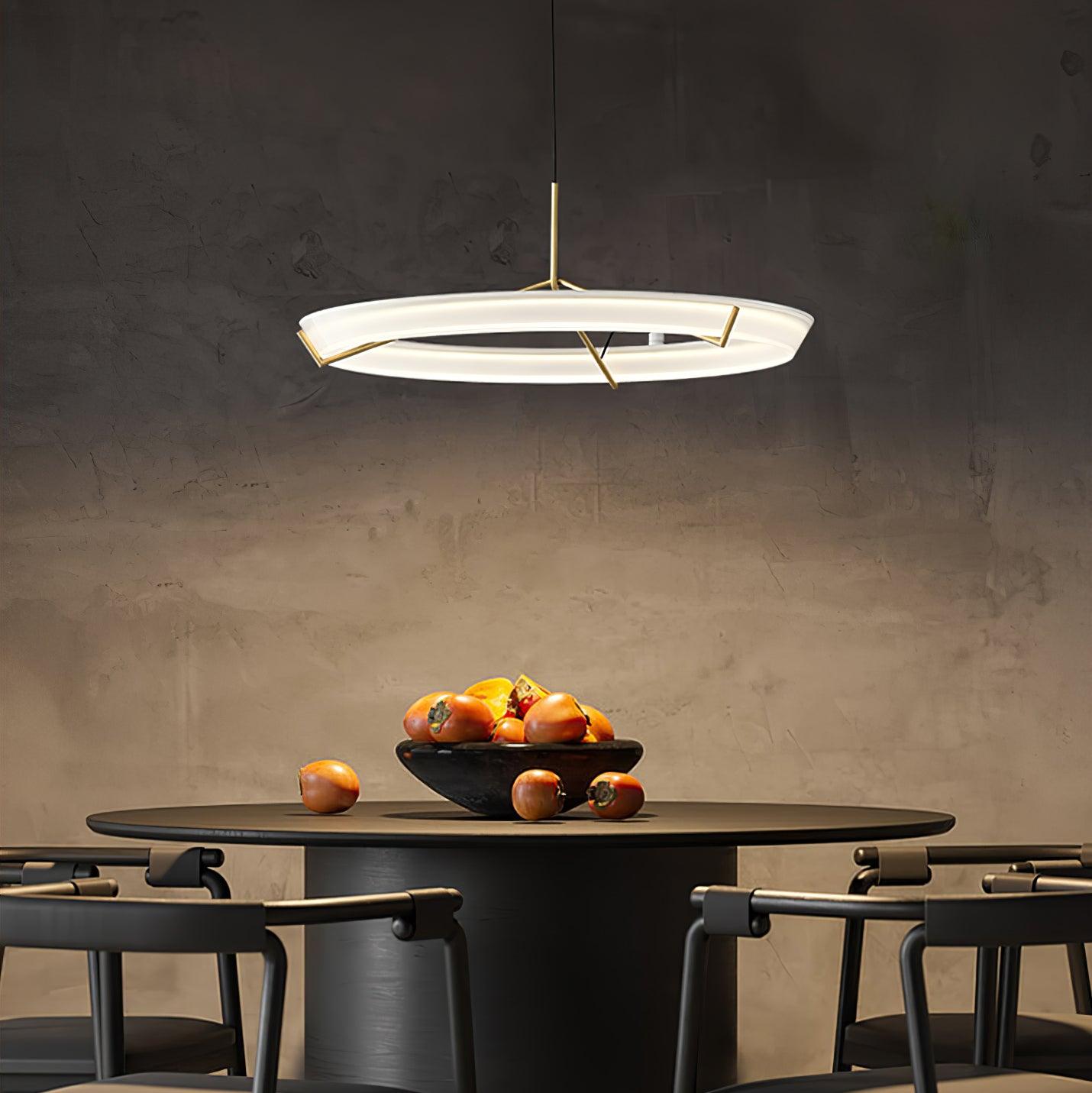 Minimalist Ring Nodes LED Hanging Lamp Adjustable Circular Pendant Fixture for Dining Areas