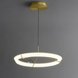 Minimalist Ring Nodes LED Hanging Lamp Adjustable Circular Pendant Fixture for Dining Areas
