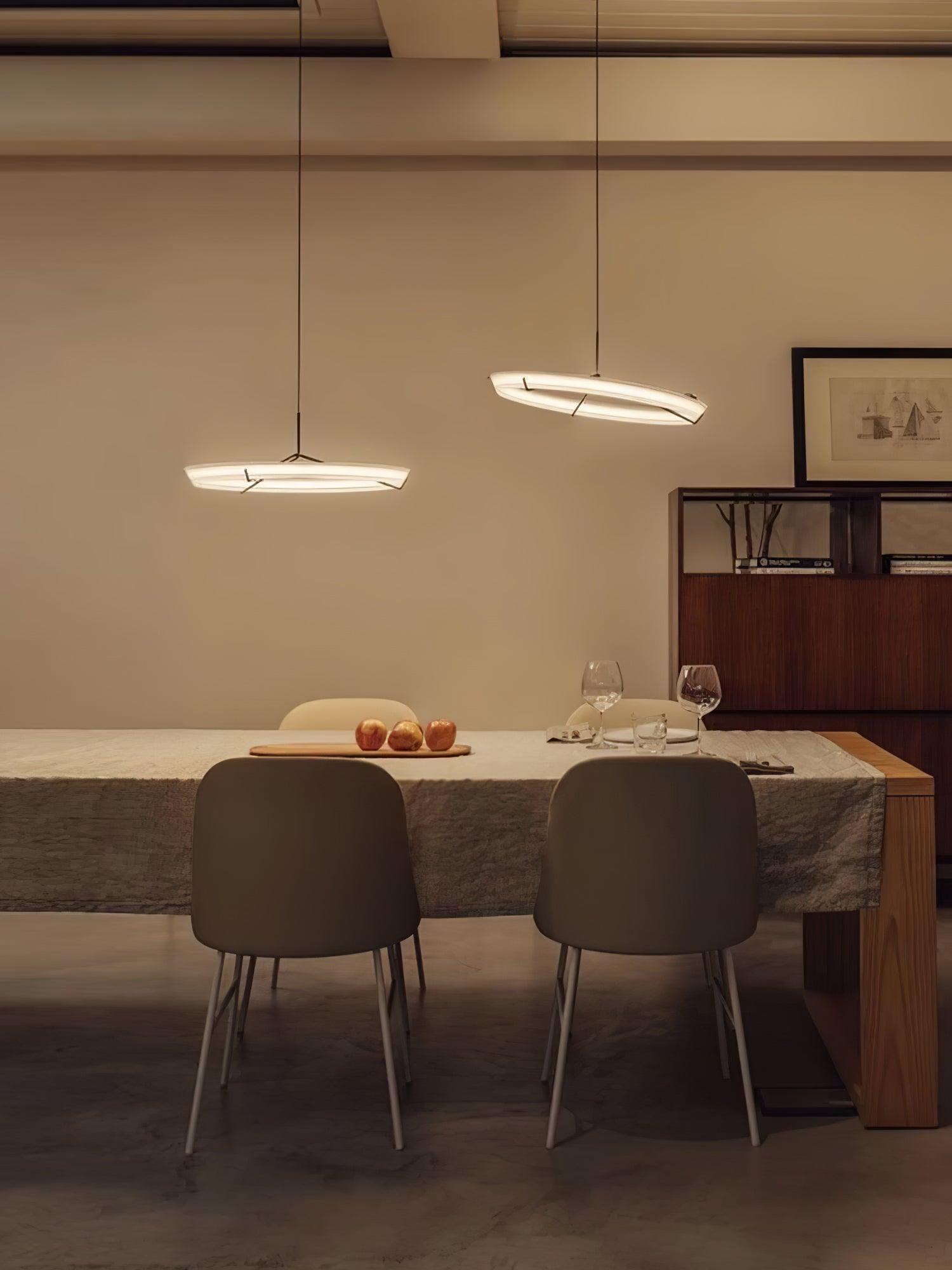 Minimalist Ring Nodes LED Hanging Lamp Adjustable Circular Pendant Fixture for Dining Areas