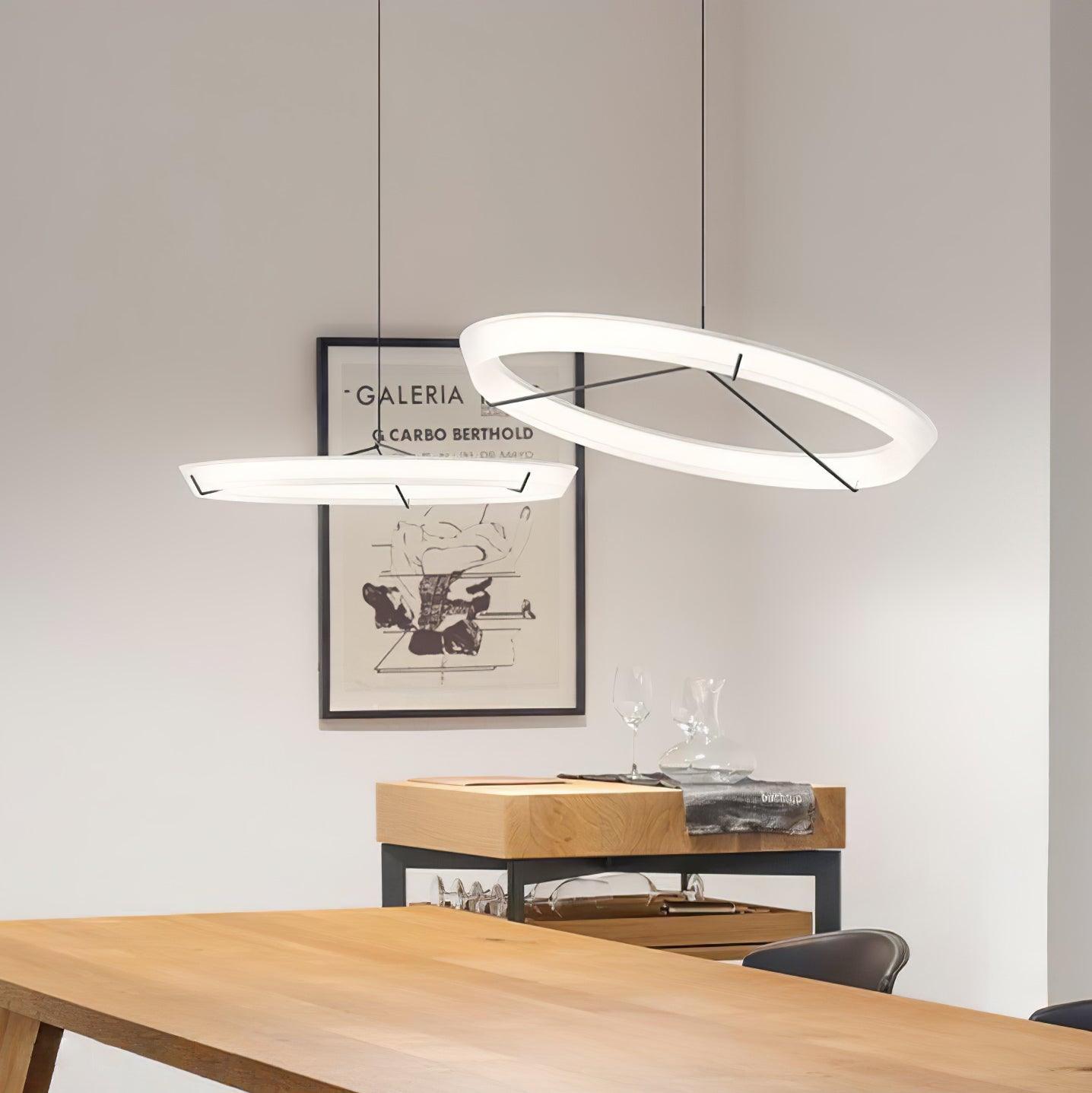 Minimalist Ring Nodes LED Hanging Lamp Adjustable Circular Pendant Fixture for Dining Areas
