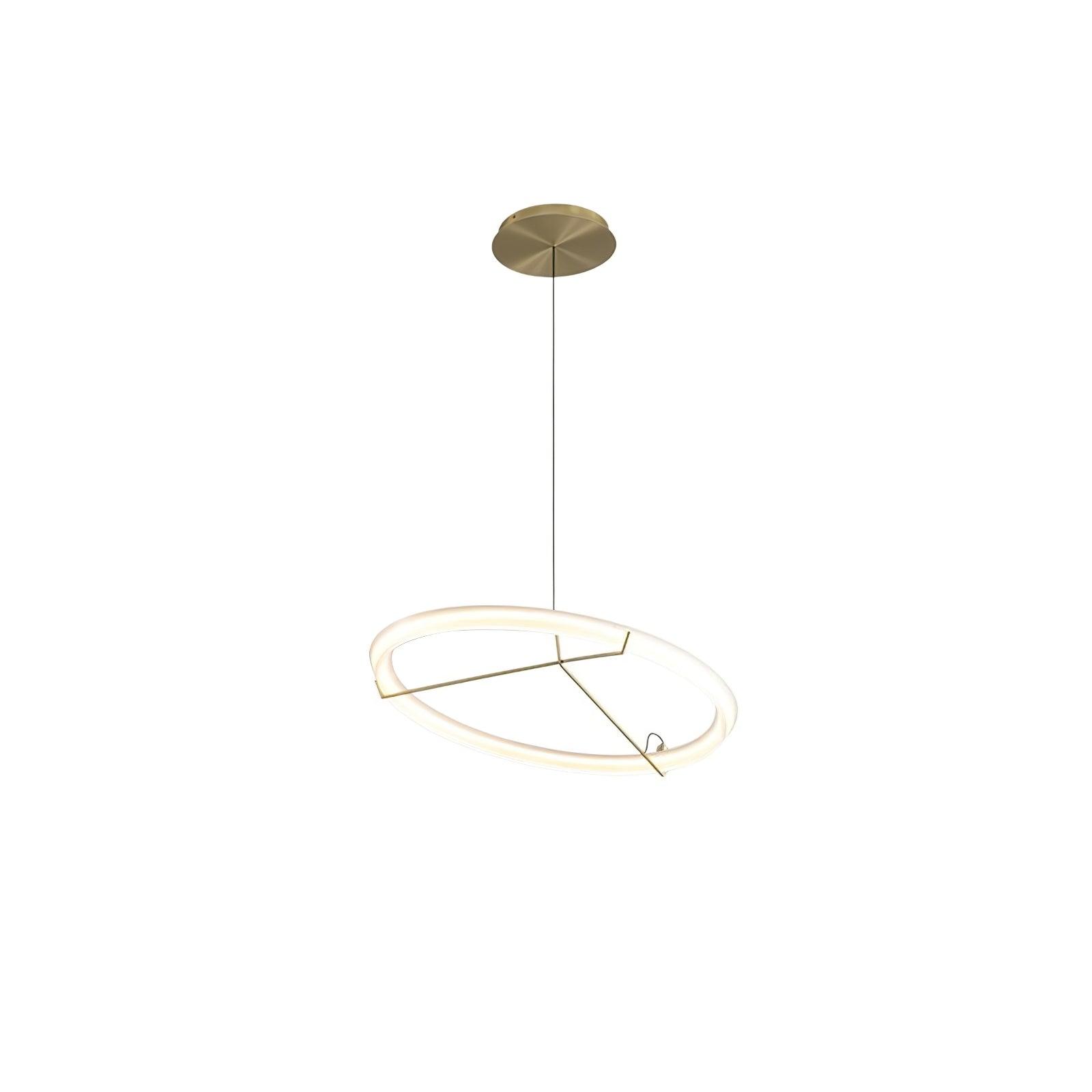 Minimalist Ring Nodes LED Hanging Lamp Adjustable Circular Pendant Fixture for Dining Areas