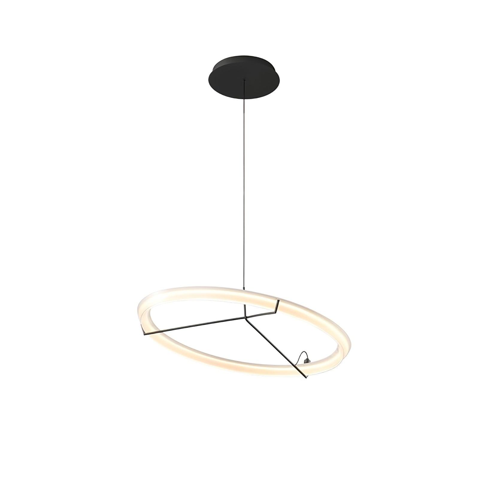 Minimalist Ring Nodes LED Hanging Lamp Adjustable Circular Pendant Fixture for Dining Areas