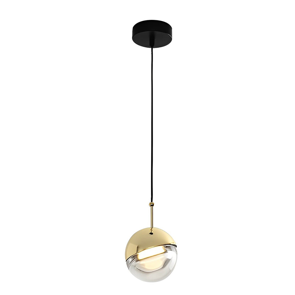 Minimalist Round LED Pendant Chandelier with Glass Globe and Adjustable Wire for Modern Homes