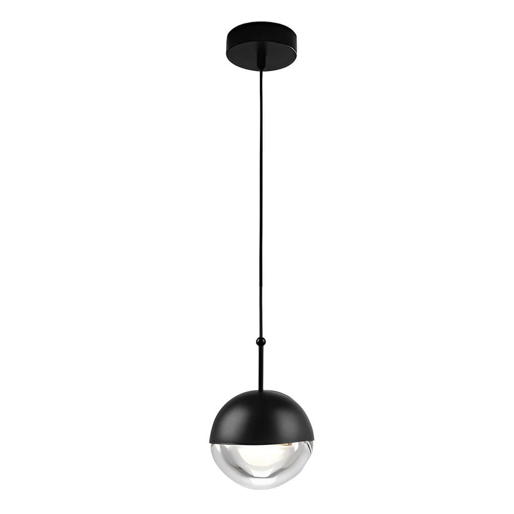 Minimalist Round LED Pendant Chandelier with Glass Globe and Adjustable Wire for Modern Homes