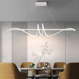Minimalist Strip LED Kitchen Island Pendant Light Dimmable Nordic Dining Room Hanging Lamp