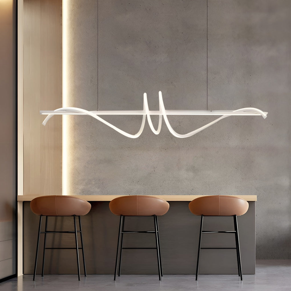 Minimalist Strip LED Kitchen Island Pendant Light Dimmable Nordic Dining Room Hanging Lamp