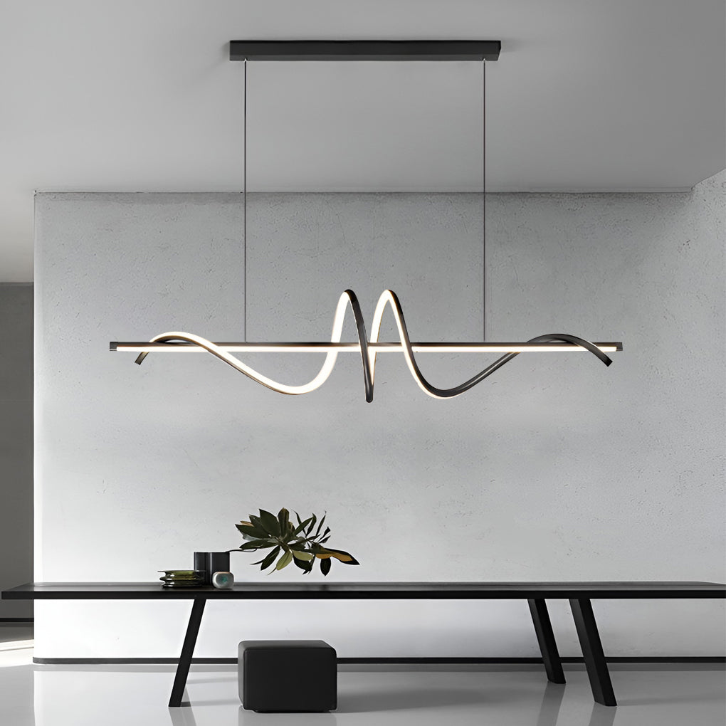 Minimalist Strip LED Kitchen Island Pendant Light Dimmable Nordic Dining Room Hanging Lamp