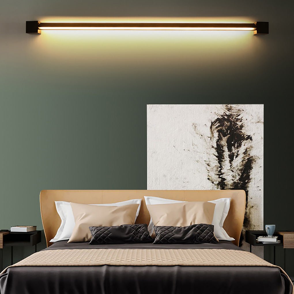 Minimalist Ultra Thin Rotatable Linear LED Wall Lamp in Black Finish for Bedside Decor
