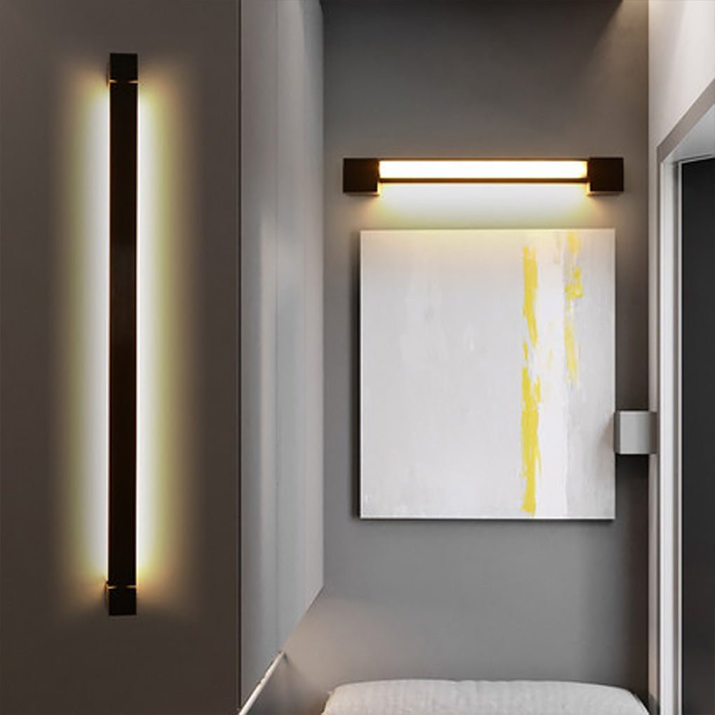 Minimalist Ultra Thin Rotatable Linear LED Wall Lamp in Black Finish for Bedside Decor