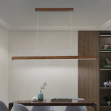 Minimalist Walnut Wood Linear Hanging Light Bar for Office and Dining Area