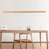 Minimalist Walnut Wood Linear Hanging Light Bar for Office and Dining Area