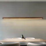 Minimalist Walnut Wood Linear Hanging Light Bar for Office and Dining Area