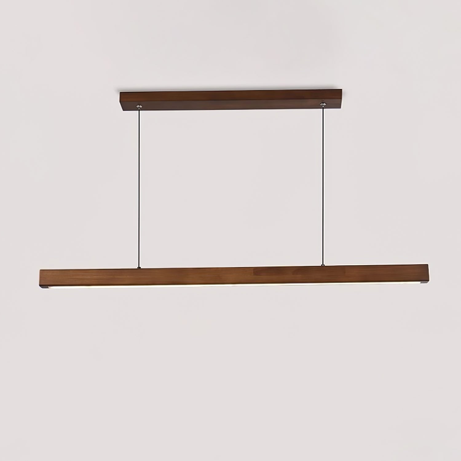 Minimalist Walnut Wood Linear Hanging Light Bar for Office and Dining Area