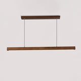Minimalist Walnut Wood Linear Hanging Light Bar for Office and Dining Area