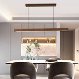 Minimalist Walnut Wood Linear Hanging Light Bar for Office and Dining Area
