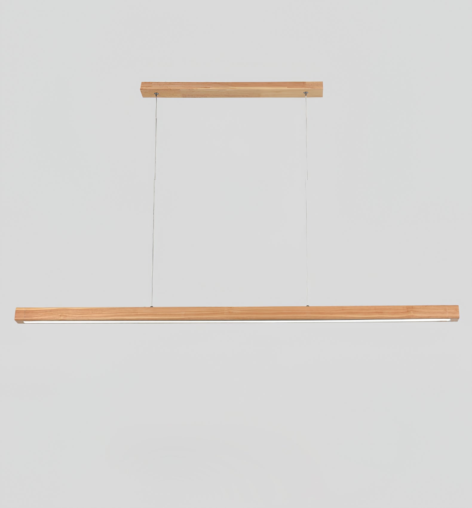 Minimalist Walnut Wood Linear Hanging Light Bar for Office and Dining Area