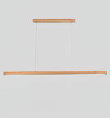 Minimalist Walnut Wood Linear Hanging Light Bar for Office and Dining Area