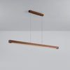 Minimalist Walnut Wood Linear Hanging Light Bar for Office and Dining Area