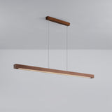 Minimalist Walnut Wood Linear Hanging Light Bar for Office and Dining Area
