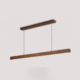 Minimalist Walnut Wood Linear Hanging Light Bar for Office and Dining Area