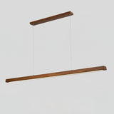 Minimalist Walnut Wood Linear Hanging Light Bar for Office and Dining Area