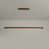 Minimalist Walnut Wood Linear Hanging Light Bar for Office and Dining Area