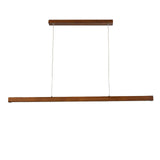 Minimalist Walnut Wood Linear Hanging Light Bar for Office and Dining Area