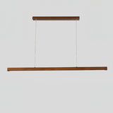 Minimalist Walnut Wood Linear Hanging Light Bar for Office and Dining Area
