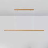 Minimalist Walnut Wood Linear Hanging Light Bar for Office and Dining Area