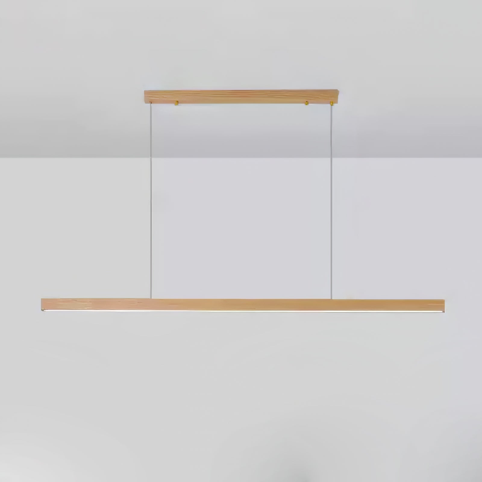 Minimalist Walnut Wood Linear Hanging Light Bar for Office and Dining Area