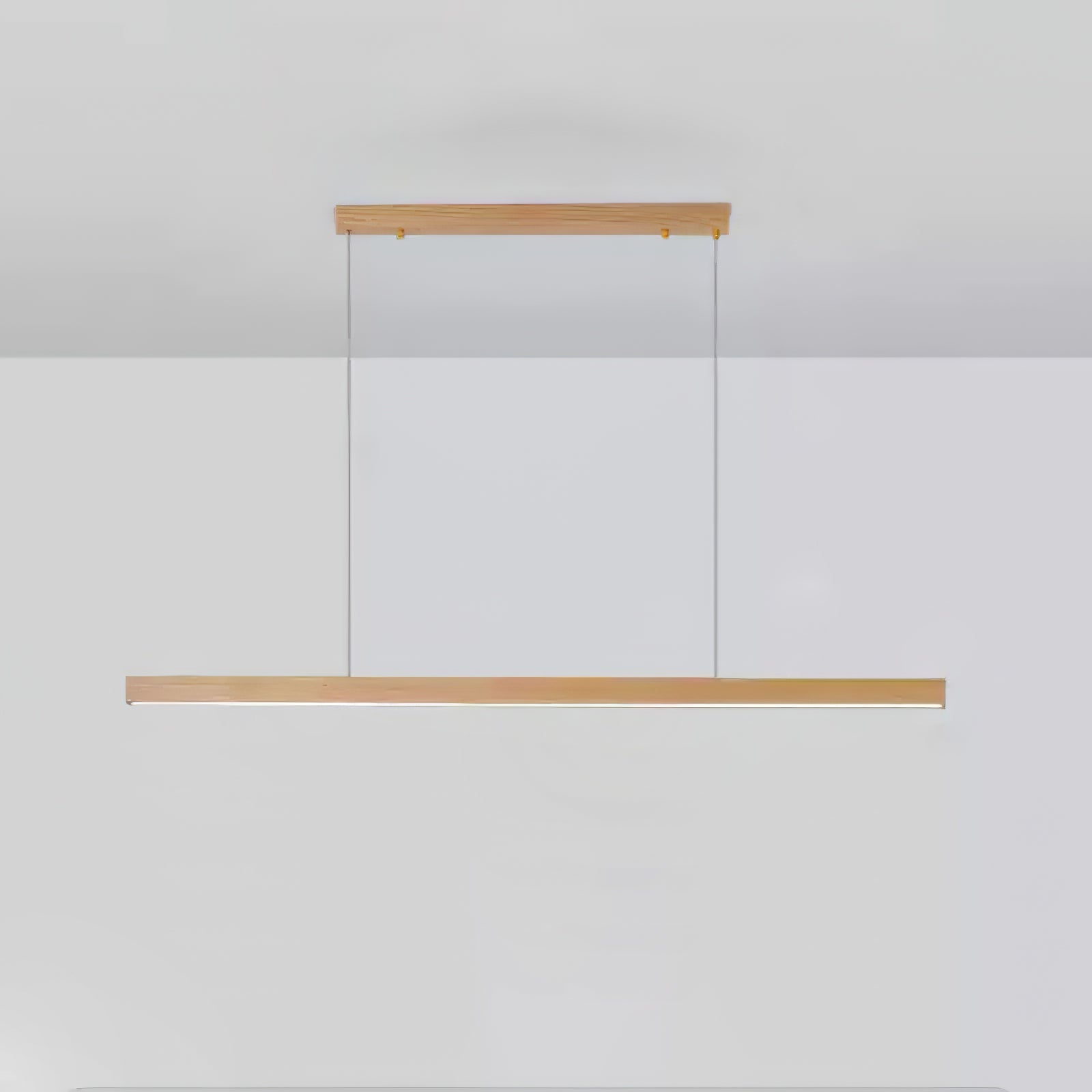 Minimalist Walnut Wood Linear Hanging Light Bar for Office and Dining Area