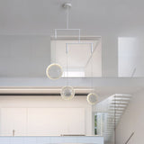 Minimalist White Focus LED Pendant Light Dimmable Ring Chandelier with 3 6 or 9 Lights for High Ceiling